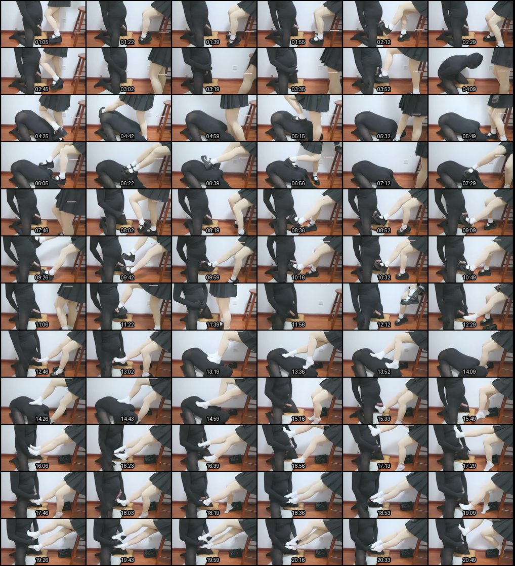 JK女主人丝袜足交调教：黑丝狗奴射满白棉袜高潮