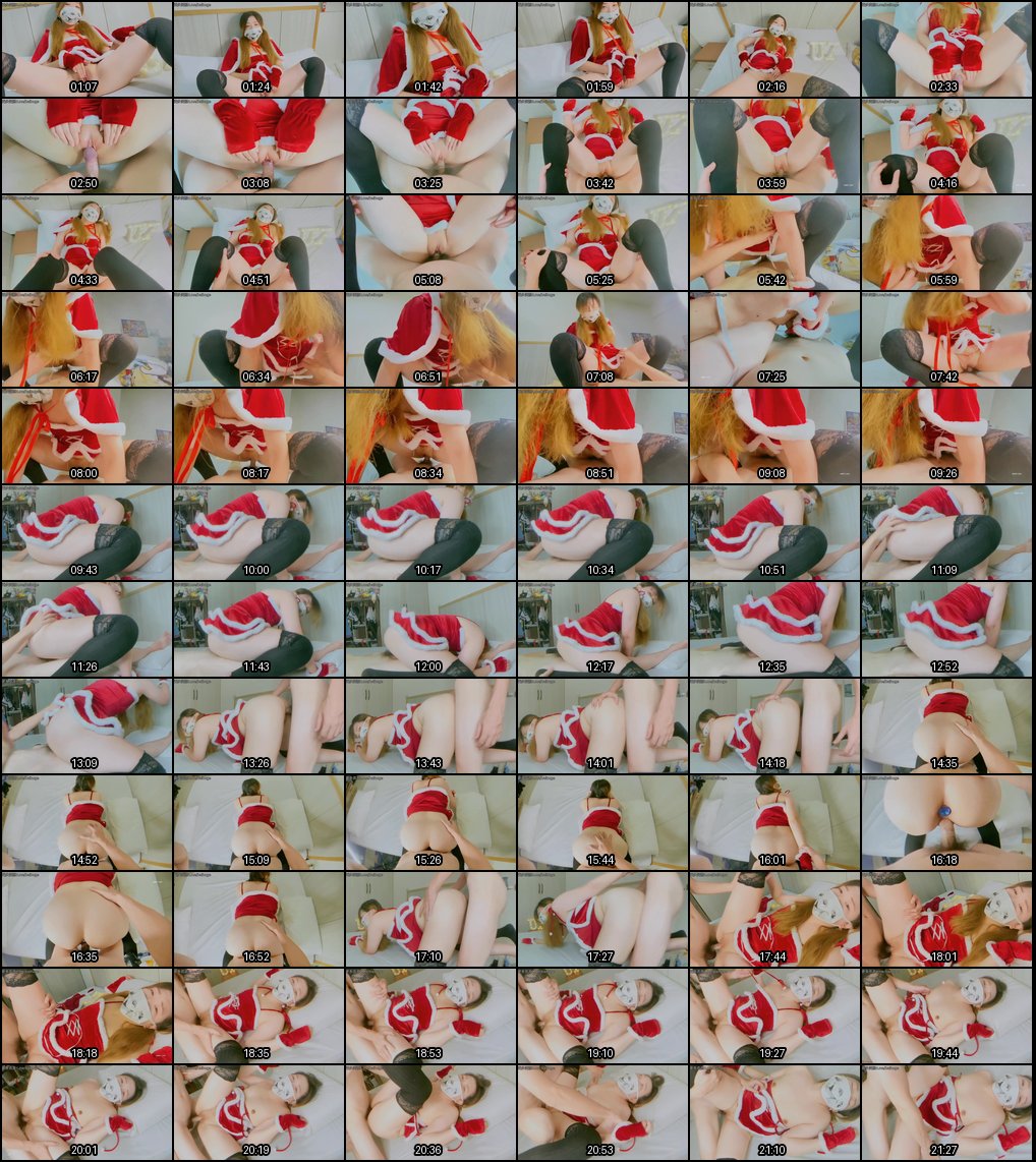 圣诞黑丝御姐白虎少女自摸粉穴：肛塞菊花挑逗被猛烈输出