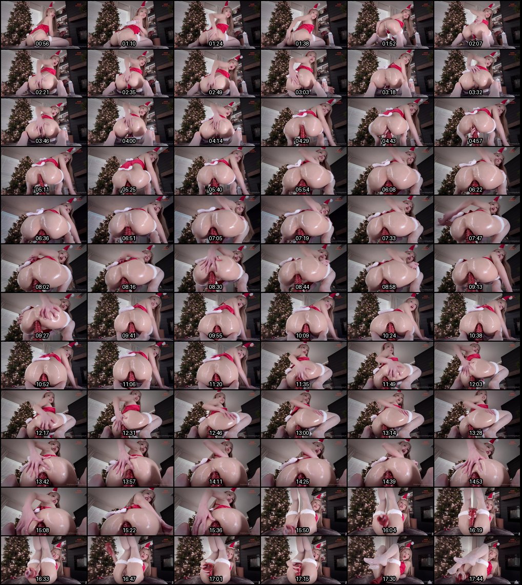 绯红小猫KittyxKum圣诞触手礼物：少女萝莉白虎上洞下洞双重玩弄，绝妙刺激不交叉感染？