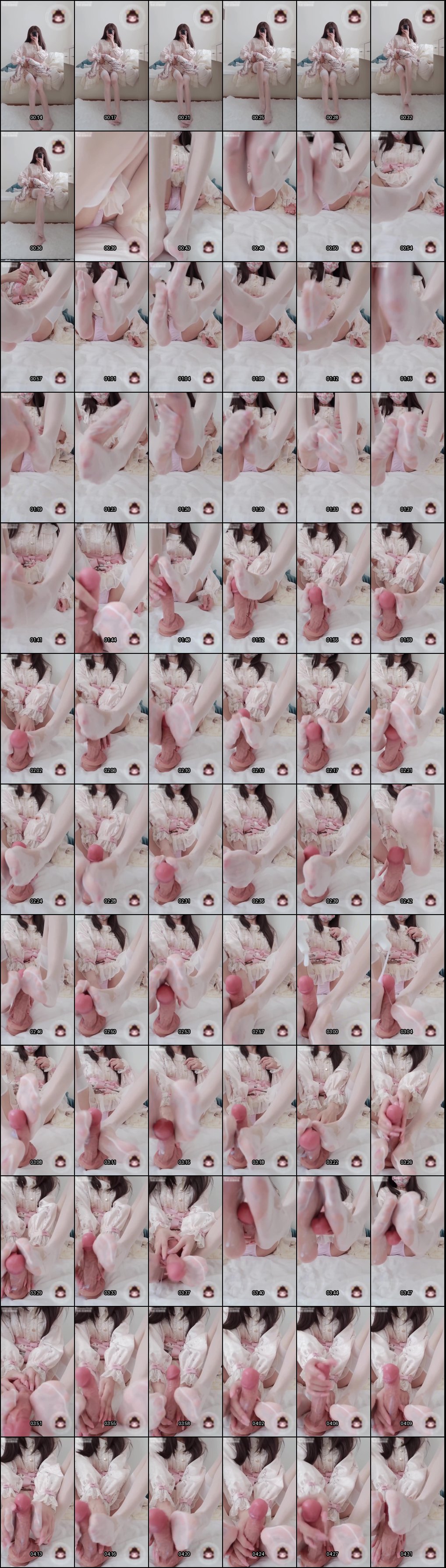 粉色萝莉仙仙桃白丝足交自慰狂欢：水晶棒抽插粉嫩小穴直喷白浆