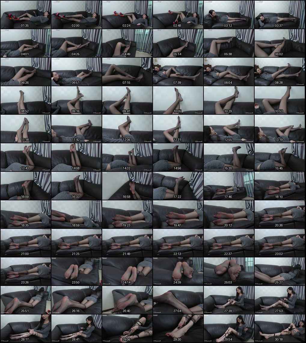 SAGF Nannan红底高跟撕黑丝诱惑秀足