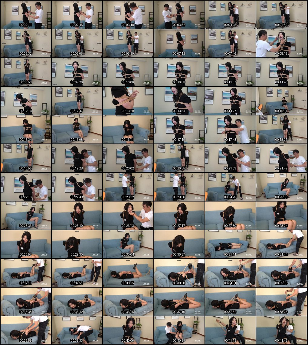 子晗高手股绳直臂驷马_口枷舌夹下口水狂喷的极致绳艺调教