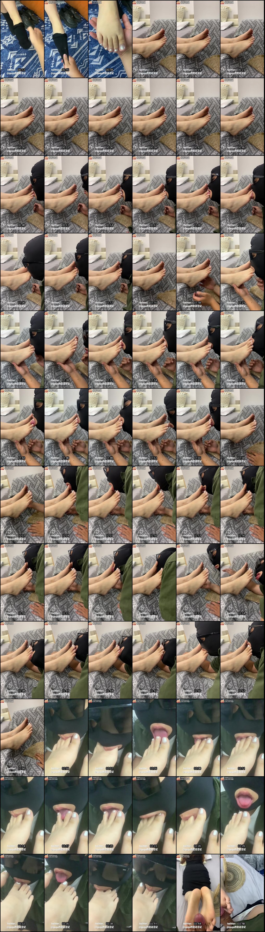 小qu日常足控诱惑：黑棉袜裸足舔脚背身足交