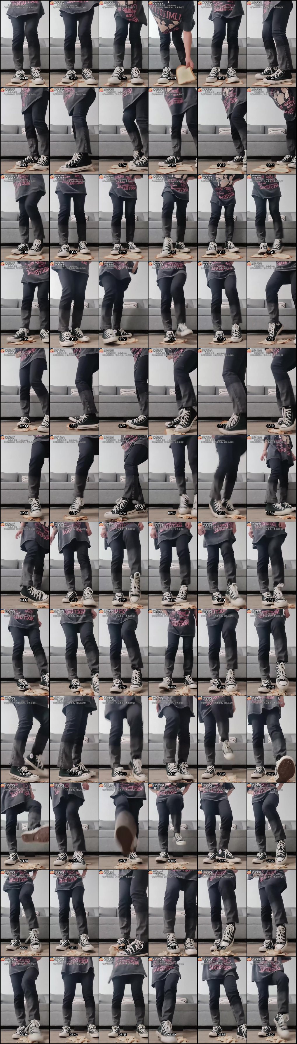 00后小彤单人诱惑：牛仔裤帆布鞋语言羞辱踩食物超刺激