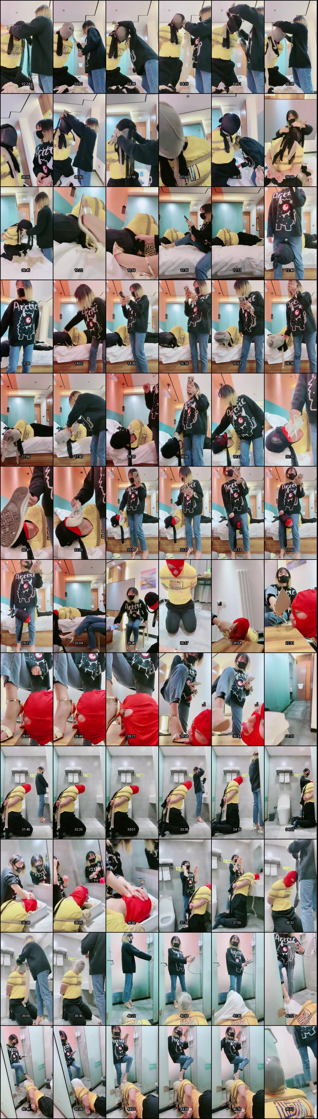 丝袜女王惩罚偷丝袜狗奴：全套头窒息调教！