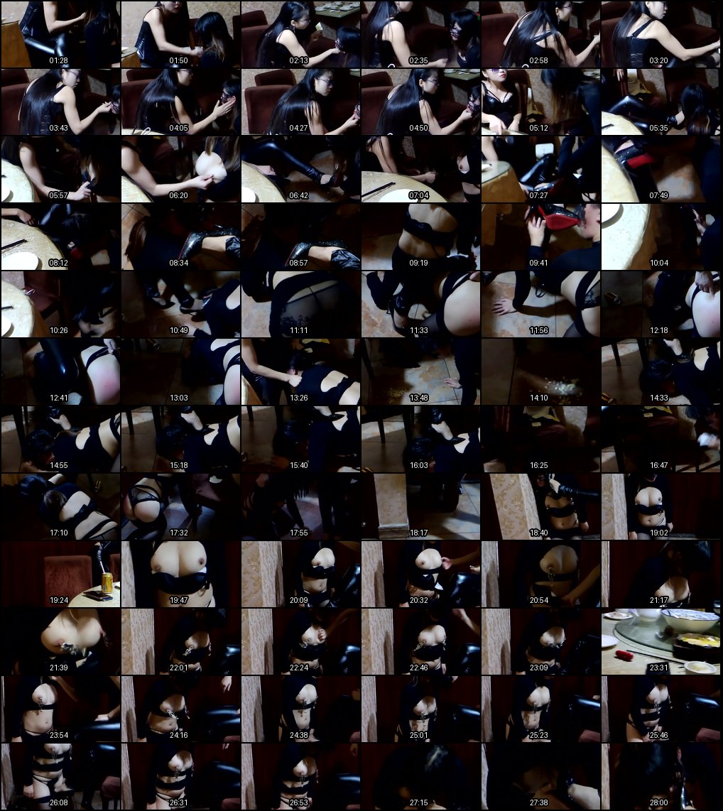 冰凌女王刁蛮调教：服务员跪地当狗的SM玩弄