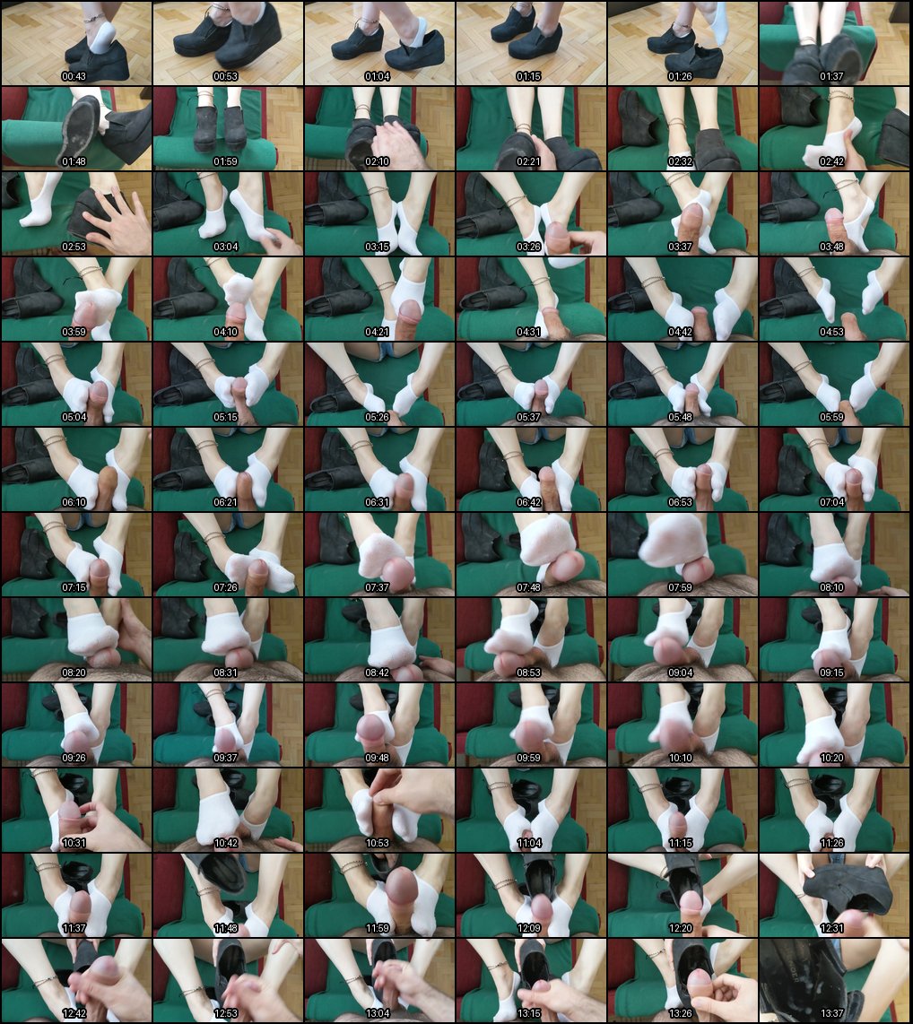 温柔船袜足交诱惑，棉袜包裹射满鞋子高潮