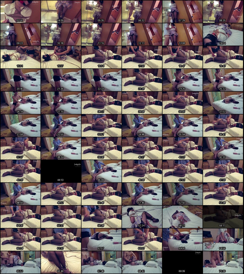 酒店捆绑调教黑丝JK大学生：强制高潮足交内射无法反抗