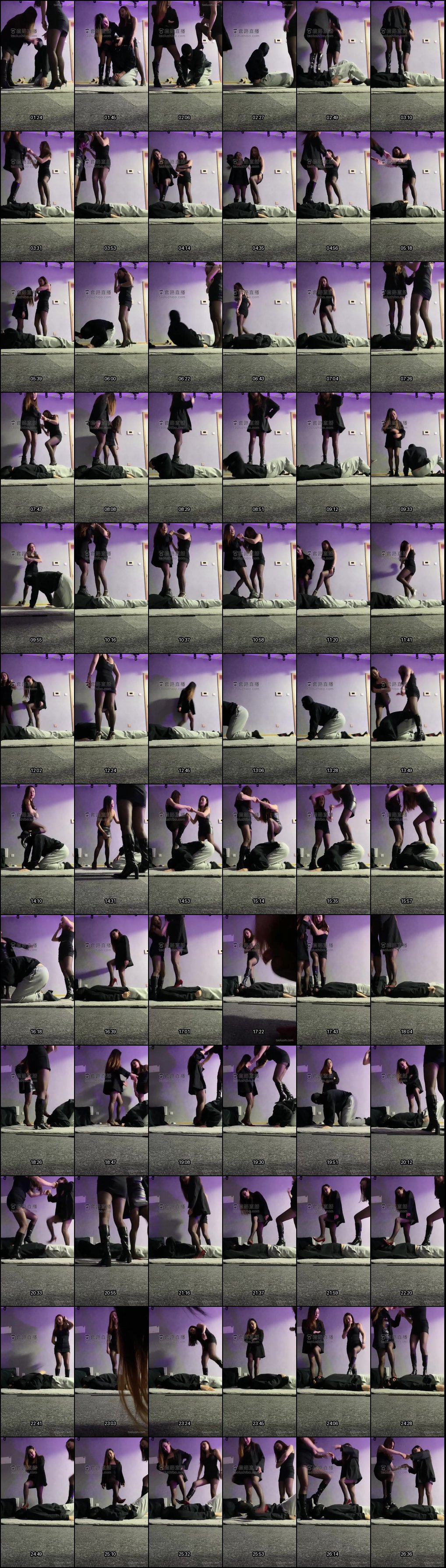 伊诺长靴高跟全重踩踏，暴力足底践踏调教