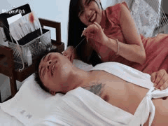 千鹤采耳诱惑：桃粉色旗袍躺采高品质体验