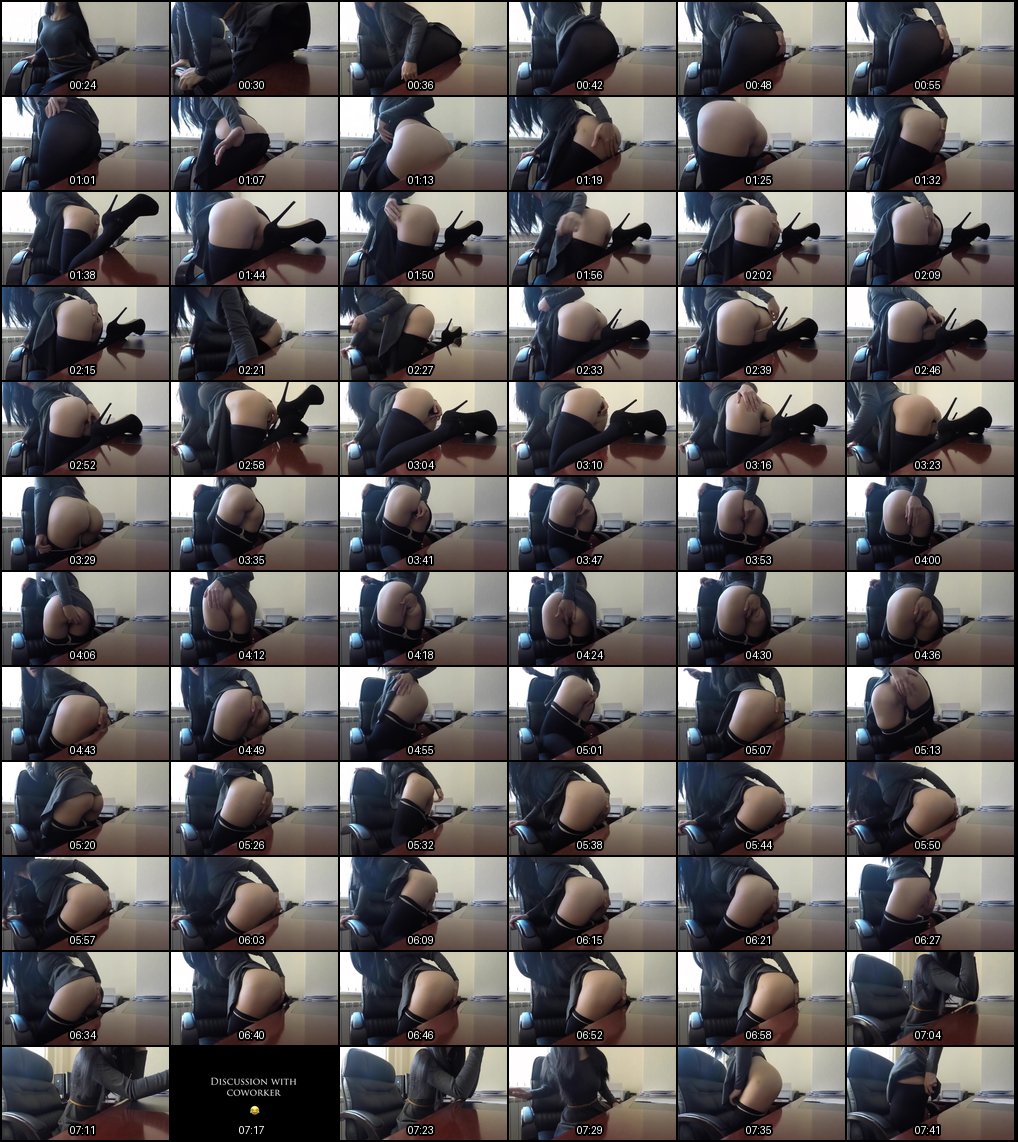 办公室反差萌！大胸可爱妹子跪椅自慰秀黑丝高跟，脚步声来袭瞬间撩裙装纯