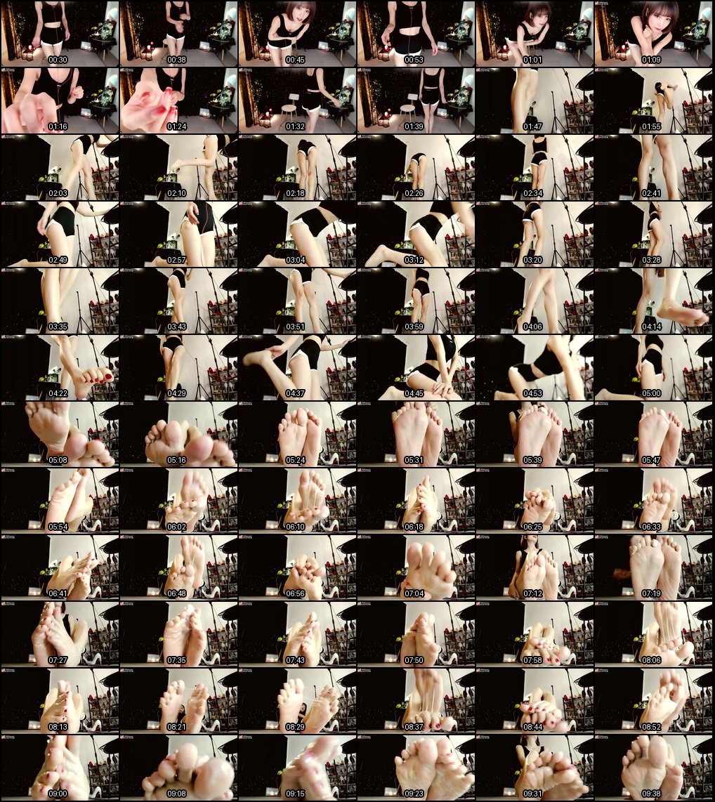 ASMR热裤美女裸足秀：单人运动装足部诱惑