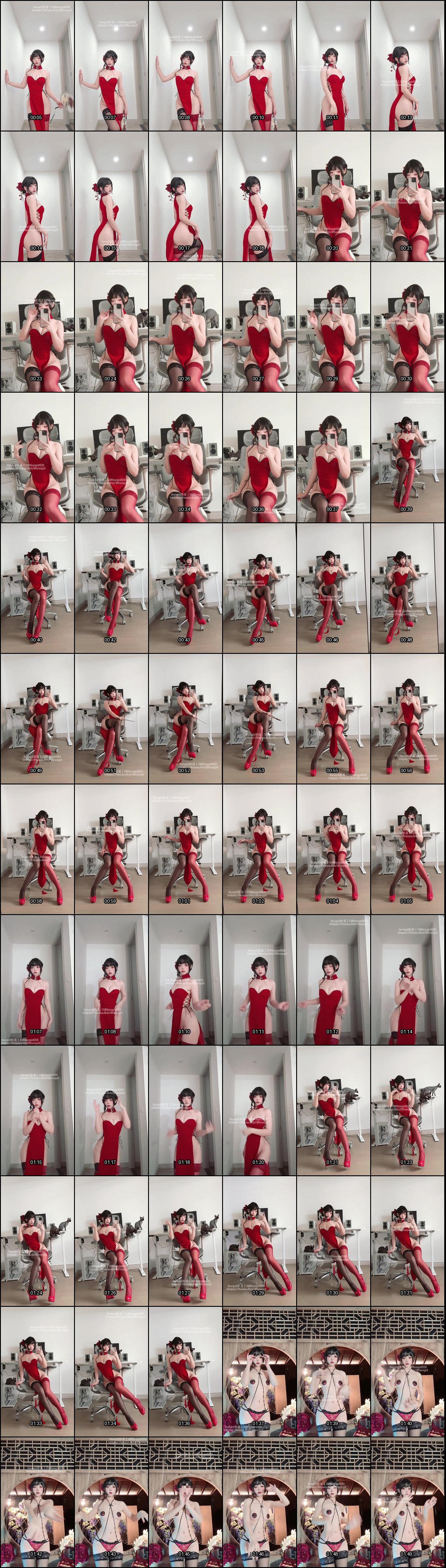 邦尼元旦红色旗袍黑丝美腿 露臀露点私房大尺度诱惑