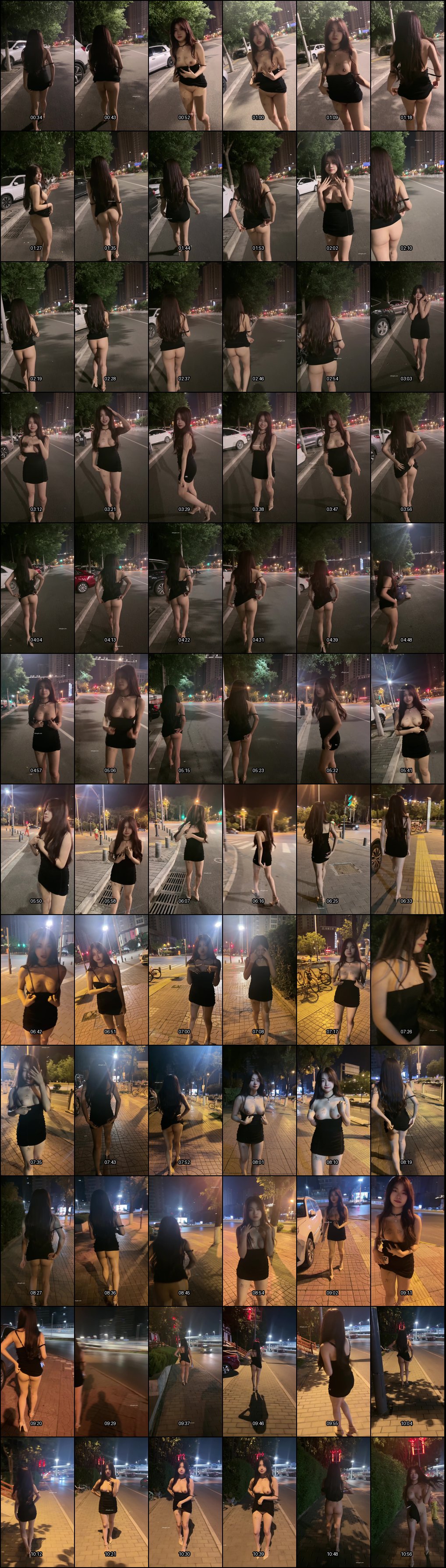 深夜街头高跟短裙露出！大奶萌妹乐乐的诱惑表演