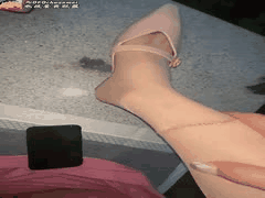 户外丝袜诱惑：超薄珠光单人秀足