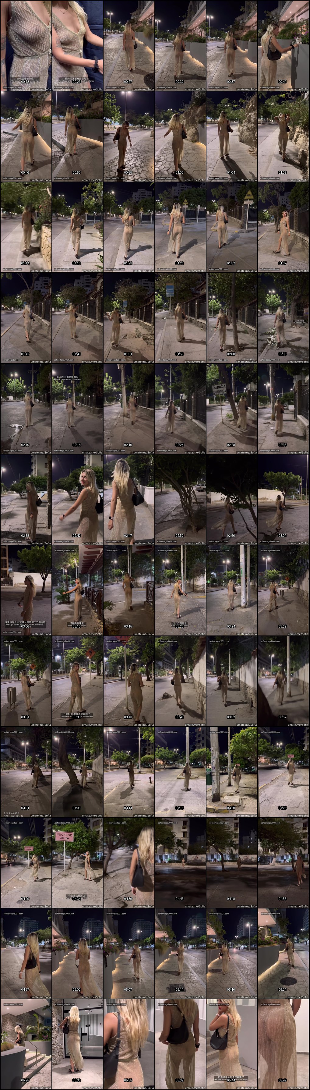 索菲亚户外露出第二十二期：几乎全裸透明，大街监控保安行人一览无余！