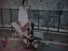 市中心户外大胆激战！淫荡空姐制服下口交吞精