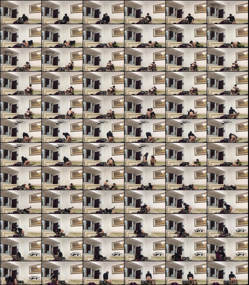 开档黑丝饥渴美少妇毒龙伺候老公后客厅激战30分钟，高难度姿势叫床如AV女优