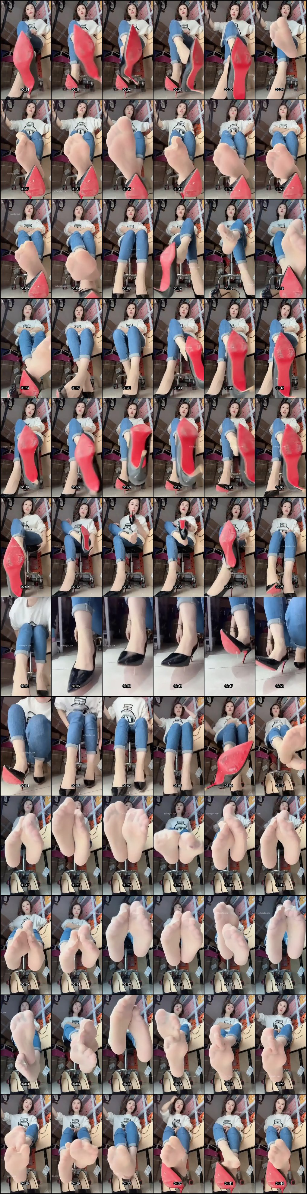 短发熟女小阿姨馨爷丝足高跟诱惑：付费福利女王肉丝调情骚话秀