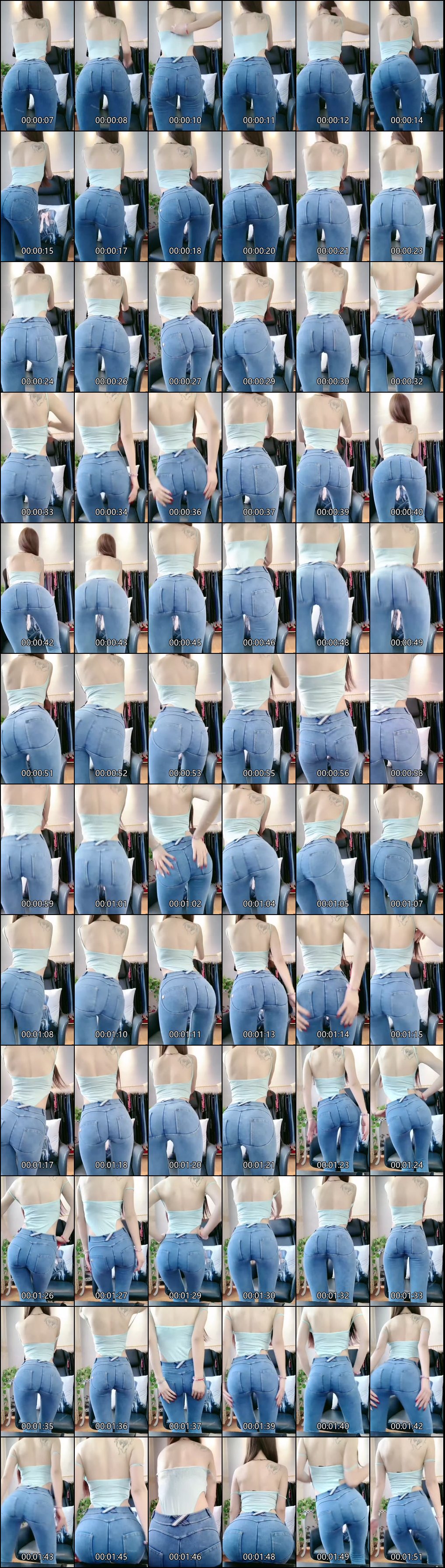 快手热舞_骨感美少女瑜伽裤与皮裤牛仔裤性感摇臀秀_4