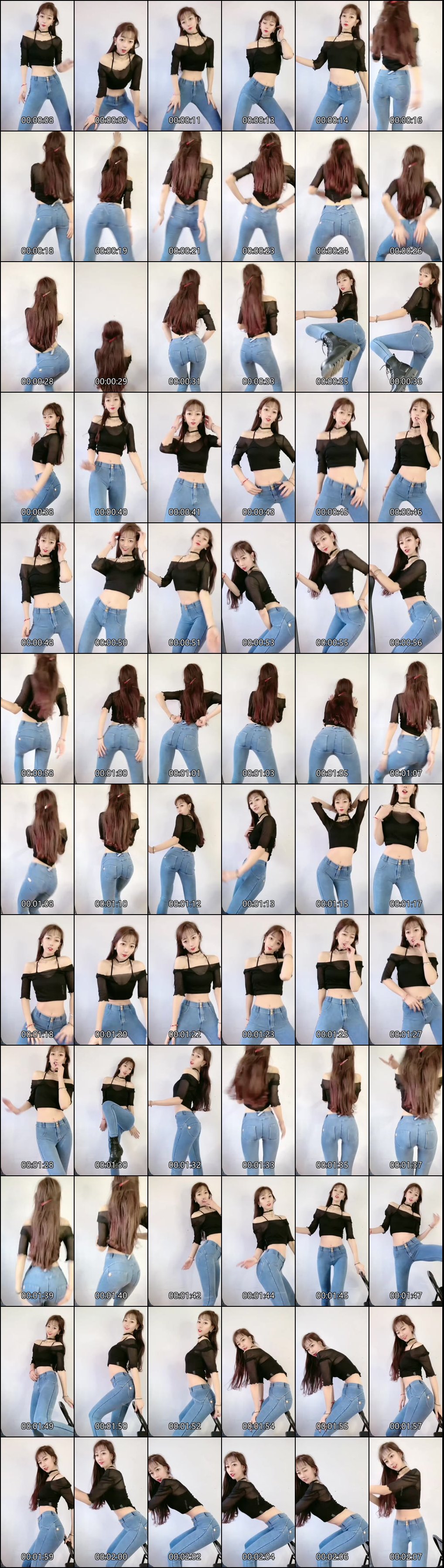 快手热舞_骨感美少女皮裤牛仔裤瑜伽裤摇臀魅力展示_1