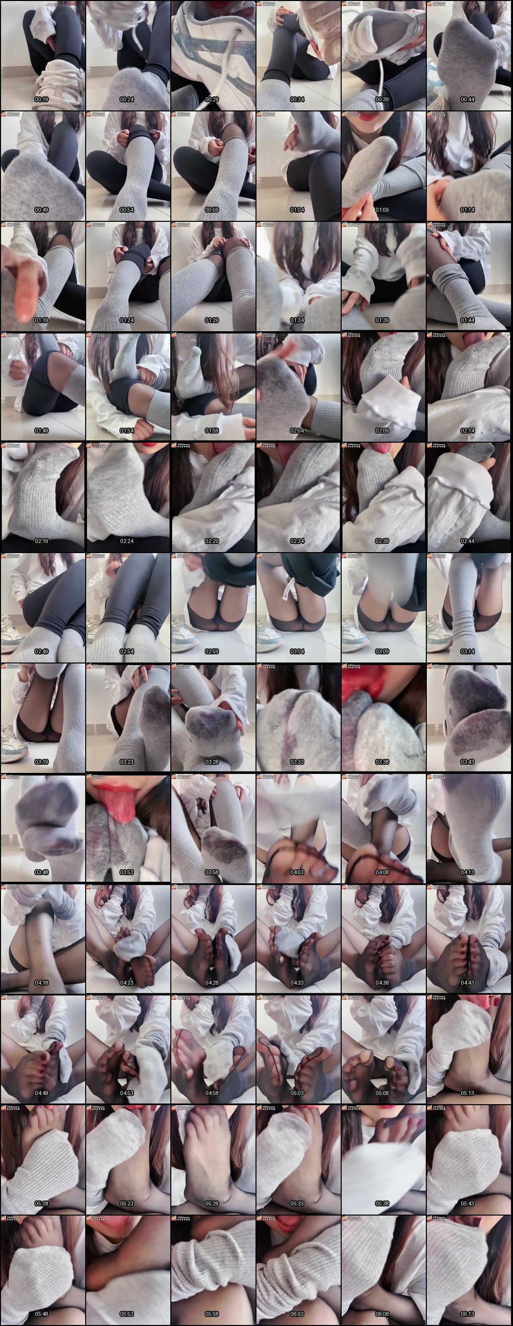 lulalebitch定制舔脚福利：灰棉袜黑丝紧身裤诱惑，自舔淫语足控盛宴