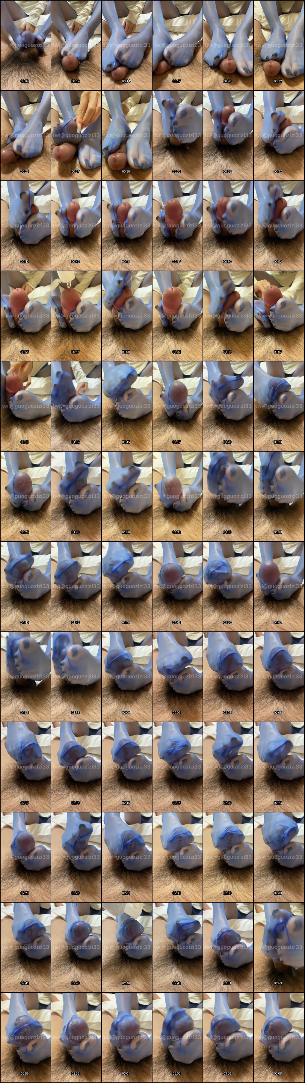 果子足控诱惑：蓝色油亮丝袜润滑足交，极致快感几分钟射精高潮71V合集