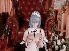 阿雪雪Cosplay蕾姆白丝福利姬诱惑