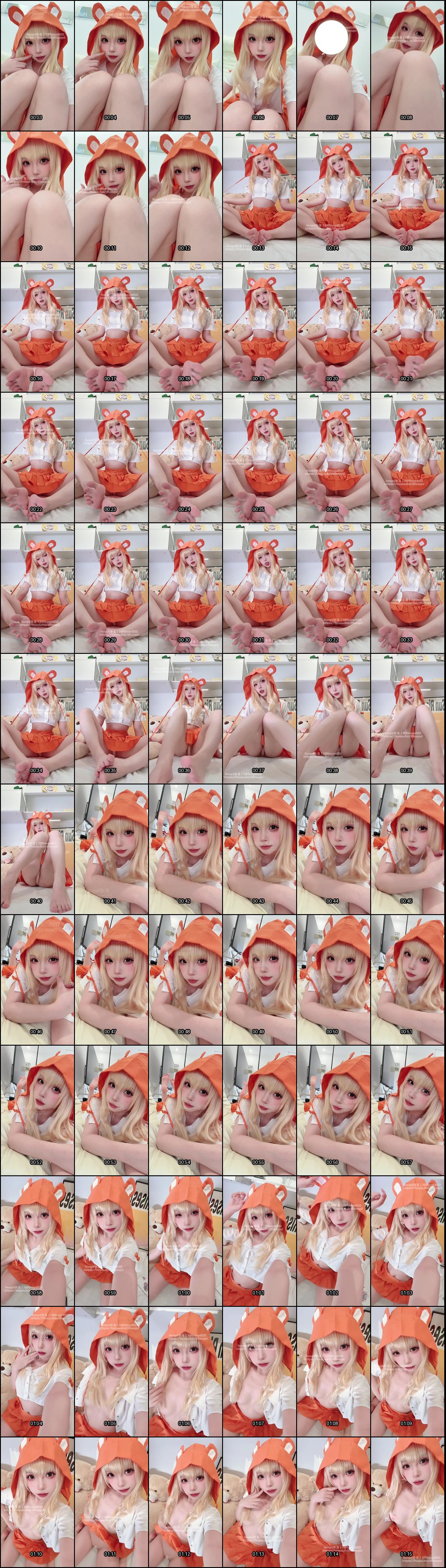 邦尼cosplay干物妹小埋：橙色斗篷白丝露胸露臀大尺度还原诱惑