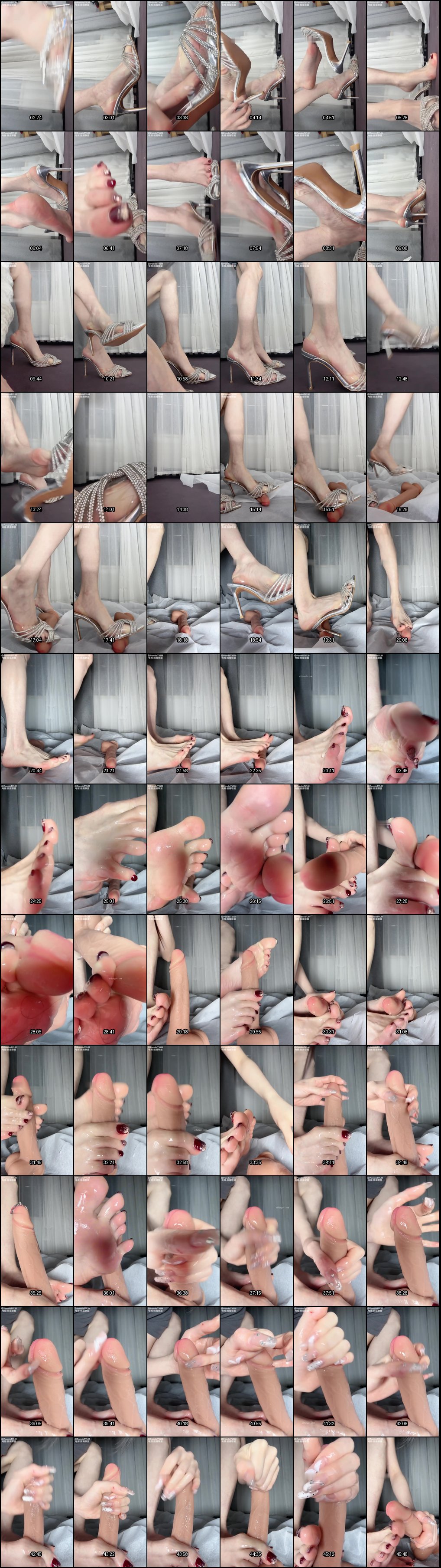 捷西高跟凉鞋裸足诱惑：润滑油道具手足并用模拟极致足交