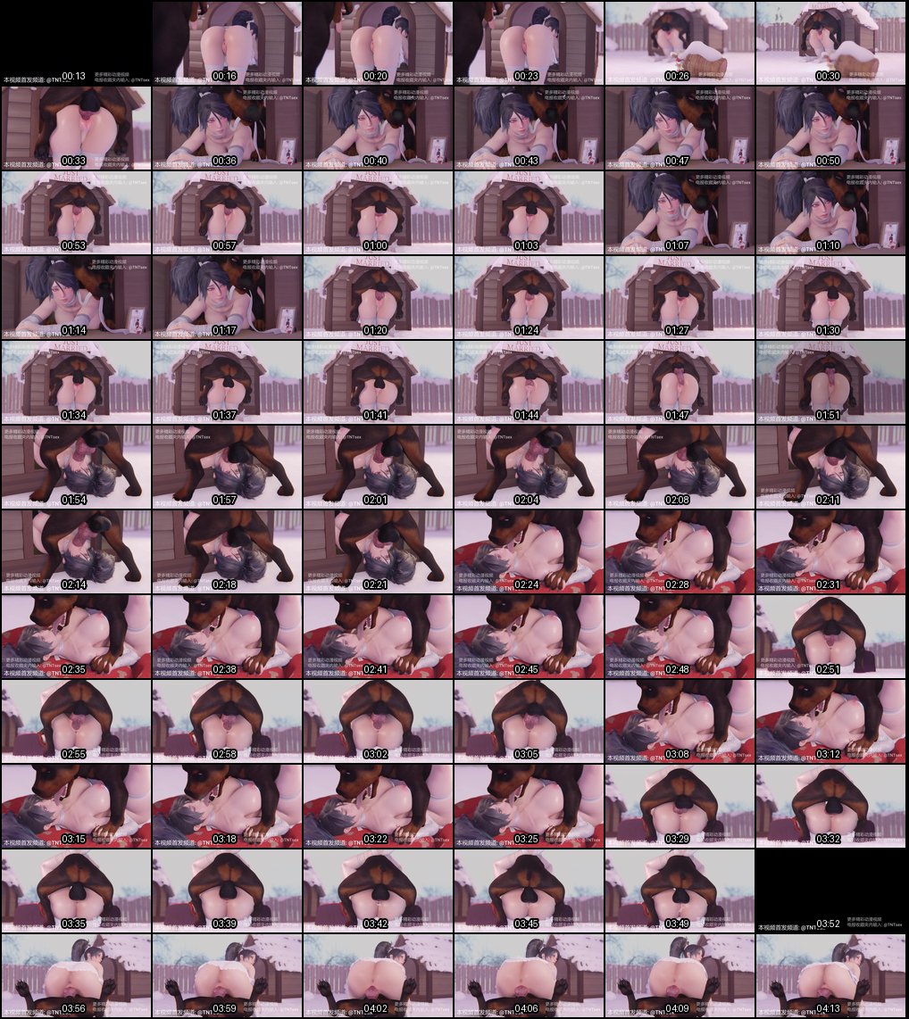 3D动漫人兽兽交：白虎巨乳美女撅臀被狗后入强奸